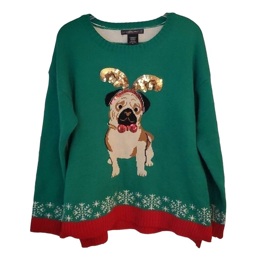 United States Sweater Pug Christmas Sweater, XL